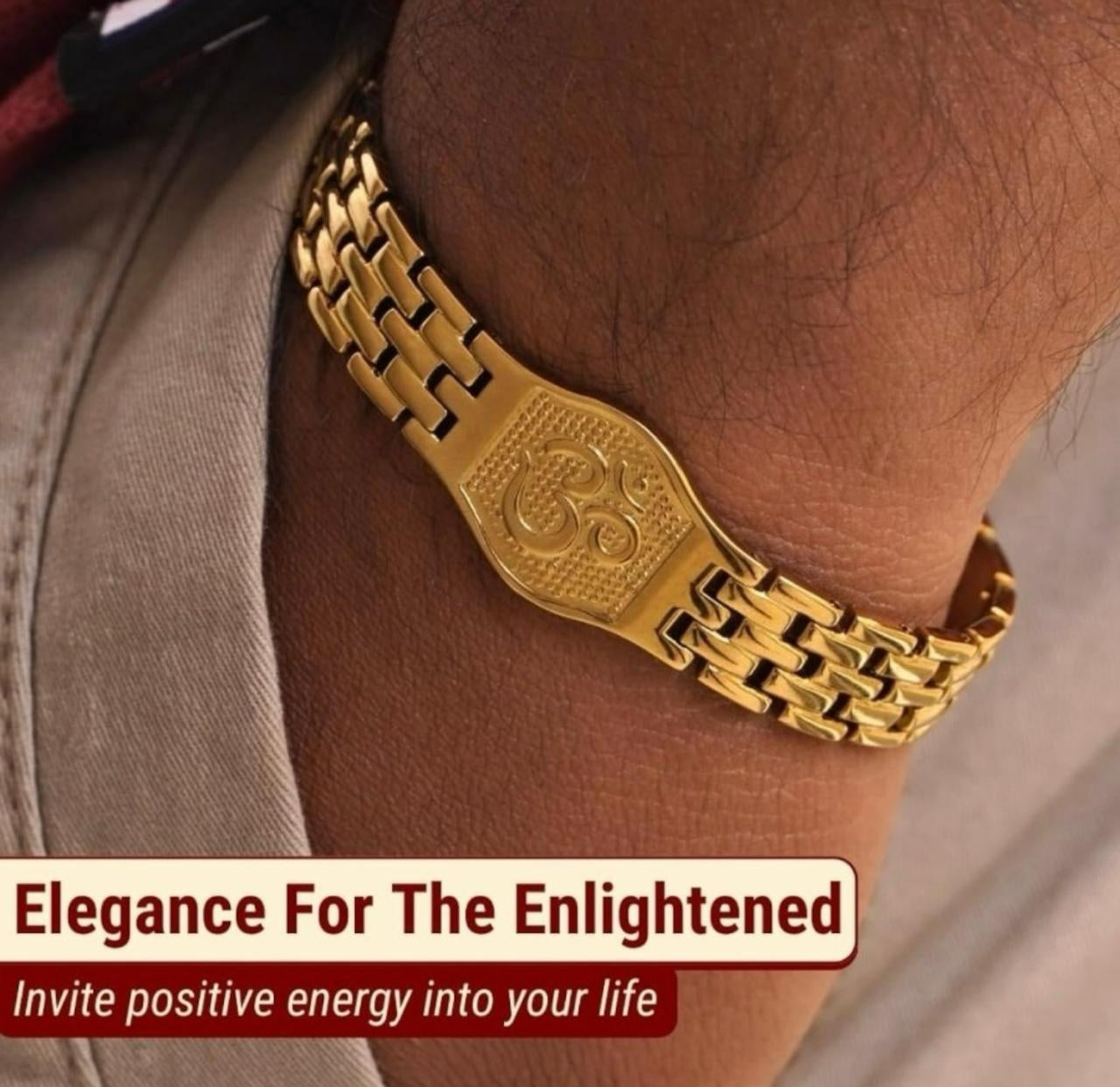 Om Premium Gold Brass Plated Bracelet