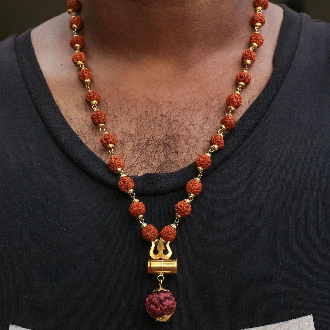 Shiva Damroo Trishool Rudraksh Necklace