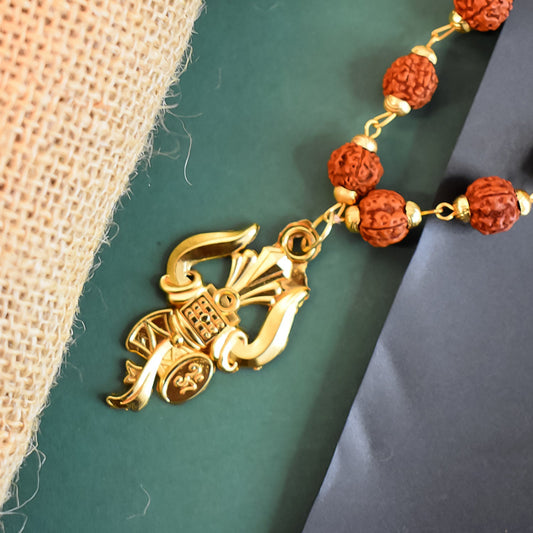 Shiv Pendant with Trishul and Rudraksha