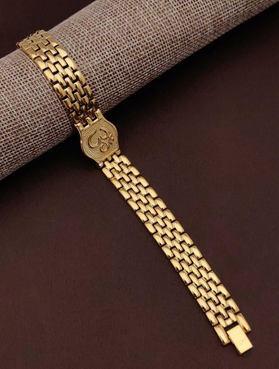 Om Premium Gold Brass Plated Bracelet