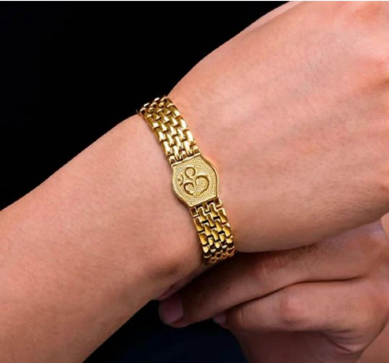 Om Premium Gold Brass Plated Bracelet