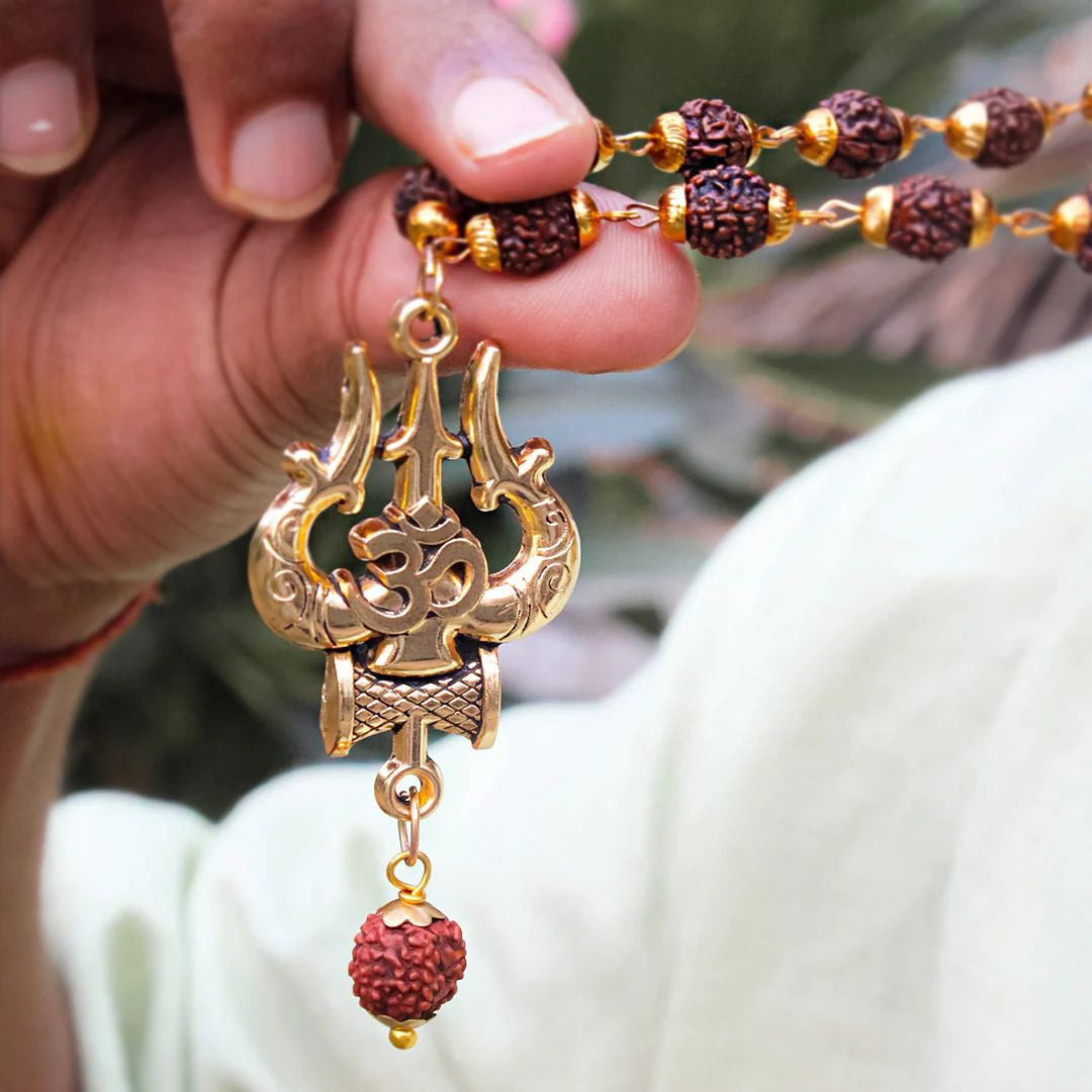 OM Shiva Trishool Rudraksha Necklace