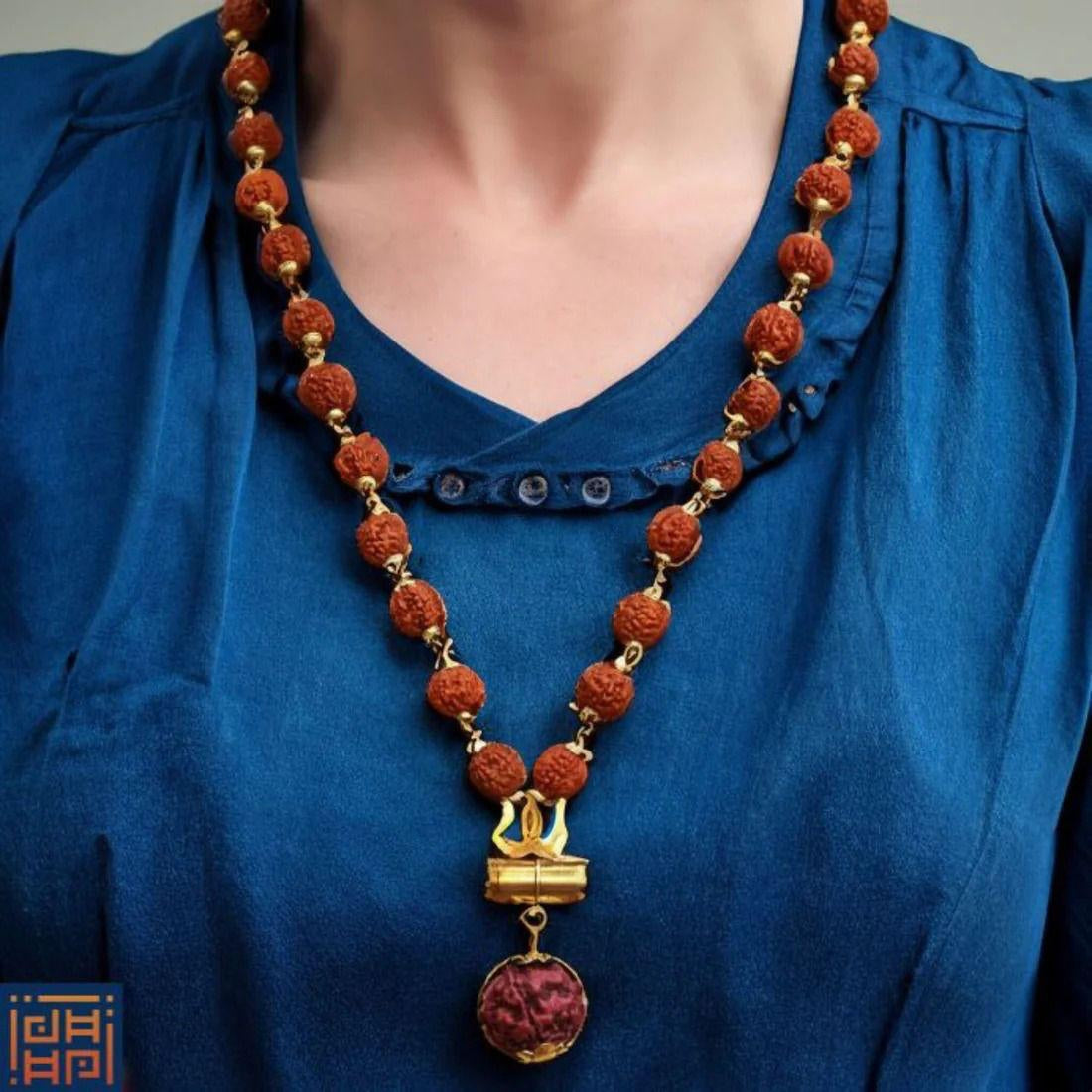 Shiva Damroo Trishool Rudraksh Necklace